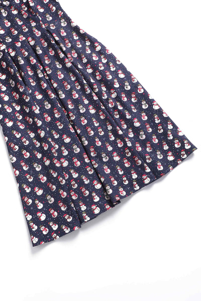 Close up view of Snowman Purple Circle Dress