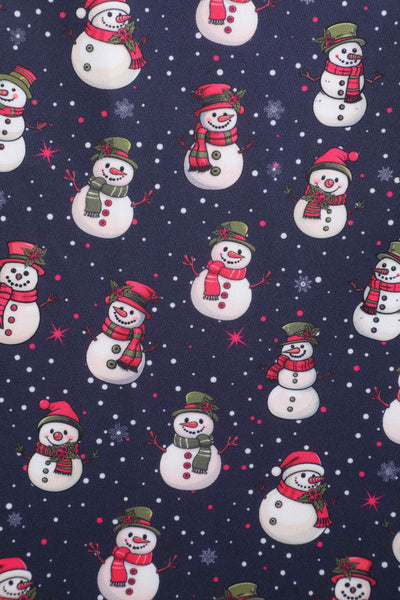 Close up view of Snowman Purple Circle Dress