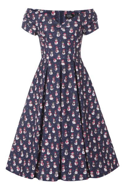 Front view of Lily Snowman Purple Circle Dress