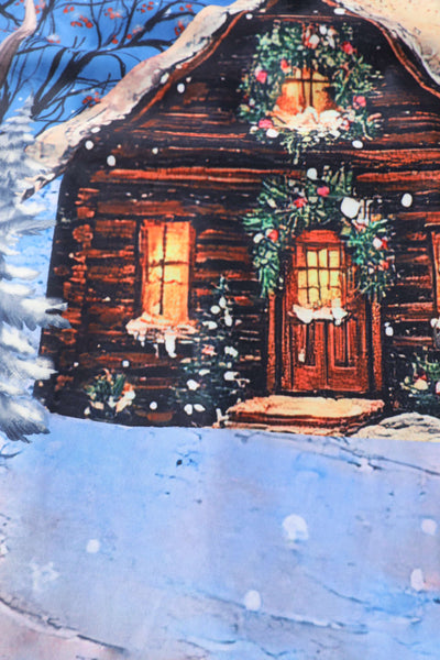 Pattern of Snowy Christmas Night Reindeer Midi Dress