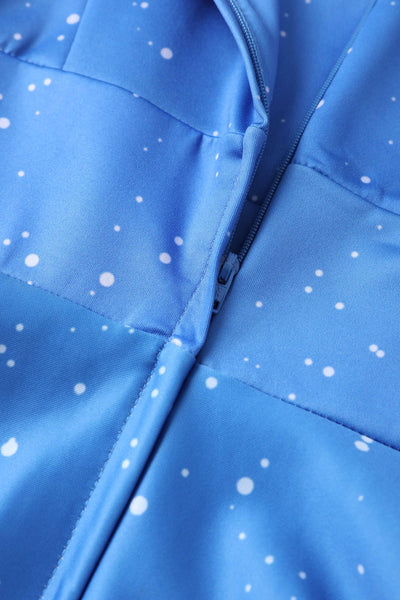 Zipper of Snowy Christmas Night Reindeer Midi Dress