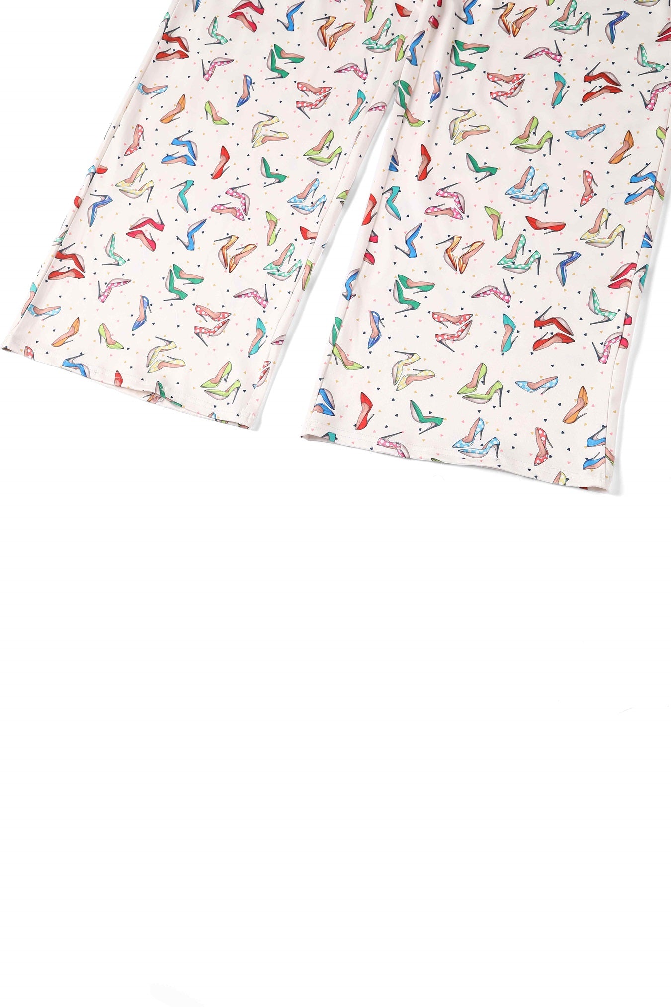 Close up View of Stiletto Print Jumpsuit in White