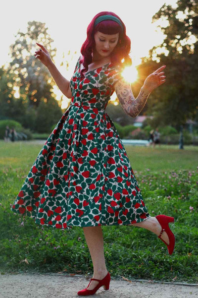 A lovely lady wearing a Lily Strawberry Farm Off Shoulder Dress