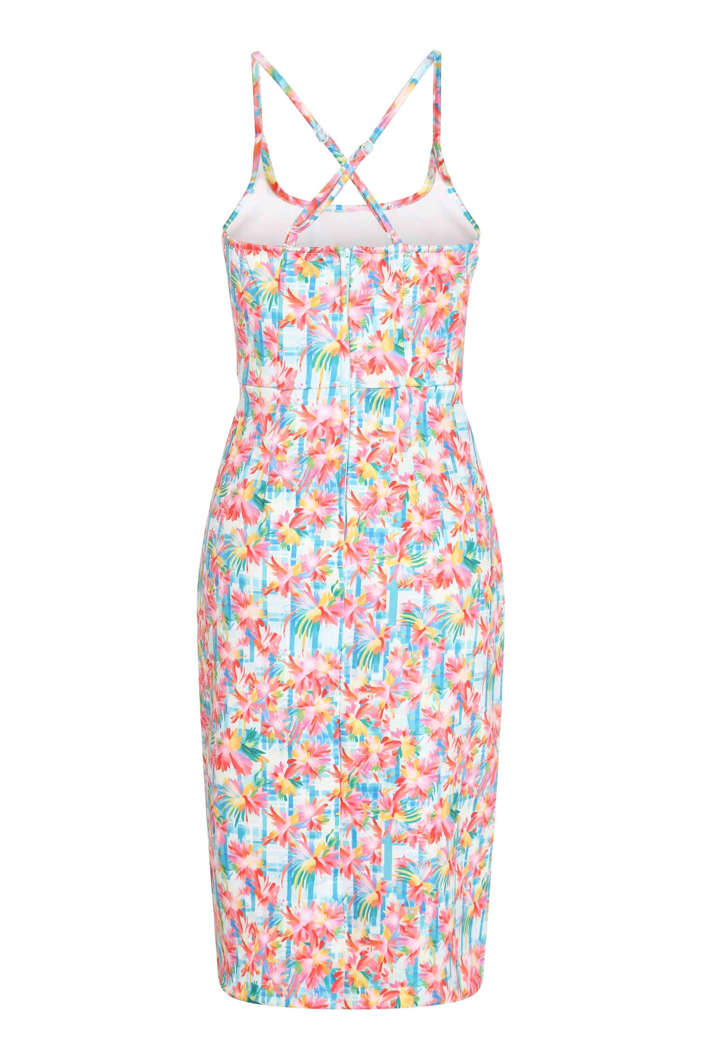Back view of Summer Floral Fitted Dress