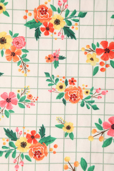Close up view of Summer Flower Grid Dress