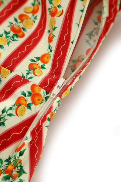 Close up view of Summer Orange Midi Shirt Dress