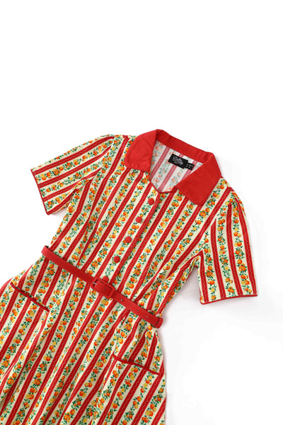 Close up view of Summer Orange Midi Shirt Dress