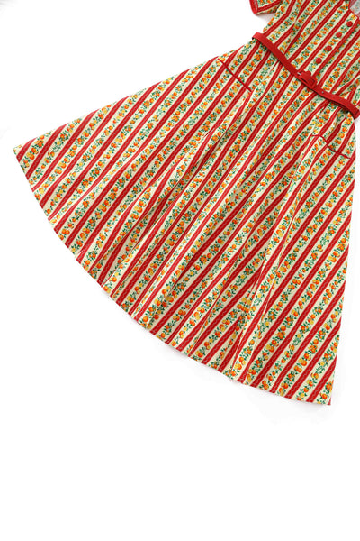 Close up view of Summer Orange Midi Shirt Dress