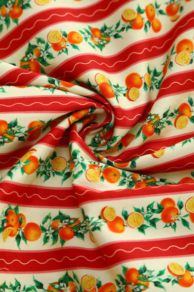 Close up view of Summer Orange Midi Shirt Dress