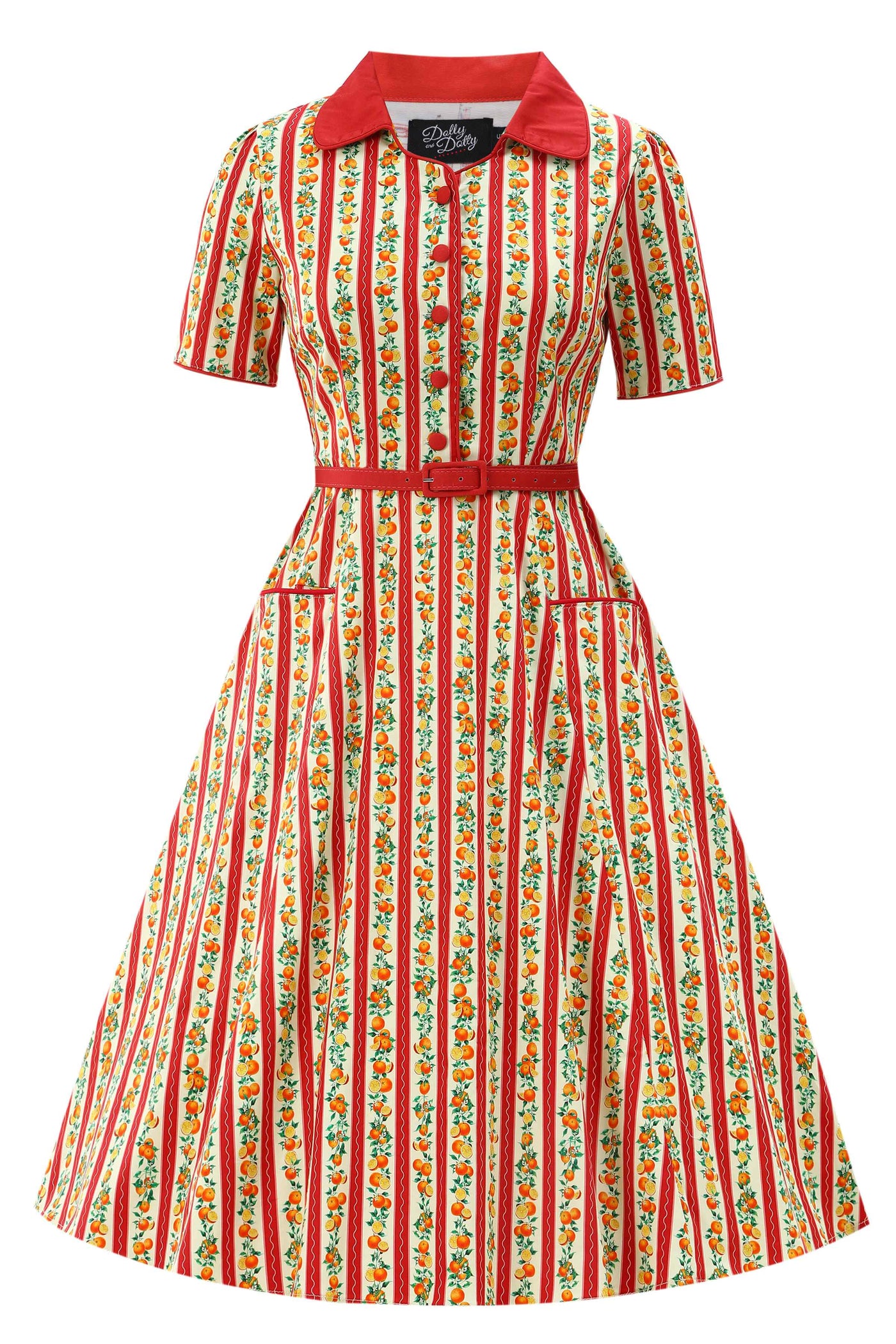 Mabel Summer Orange Midi Shirt Dress