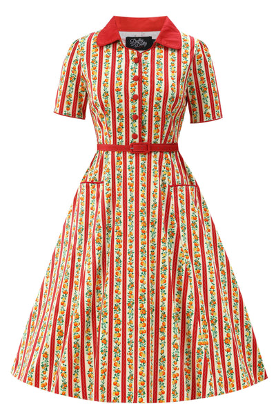 Mabel Summer Orange Midi Shirt Dress