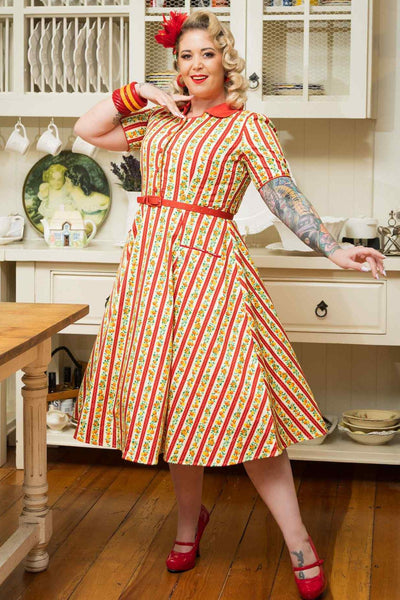 A model wearing Summer Orange Midi Shirt Dress