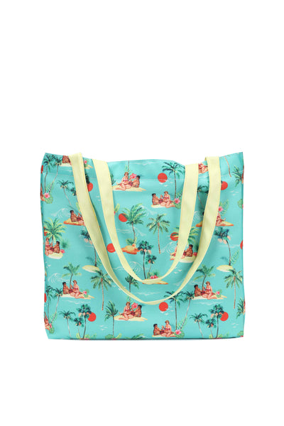 Summer Pinup Couple Print Beach Tote Bag