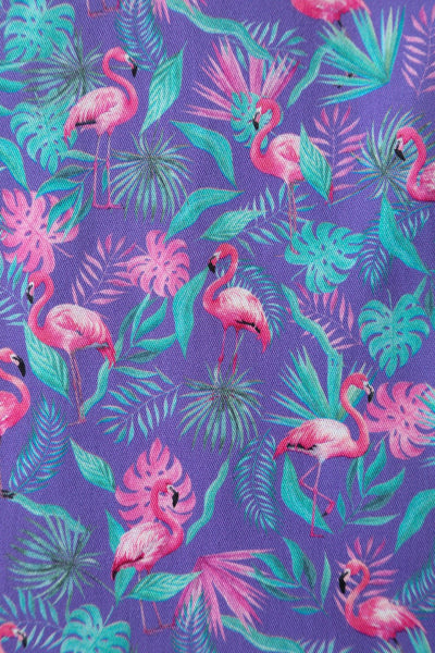 Close up view of Purple Flamingo Shirt Dress