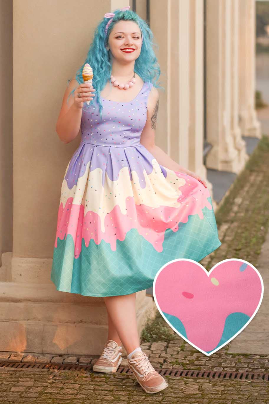 Amanda Summer Sprinkles Ice Cream Cone Swing Dress Amanda Summer Sprinkles Ice Cream Cone Swing Dress