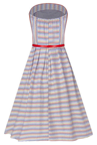 Back view of Summer Striped Strapless Dress