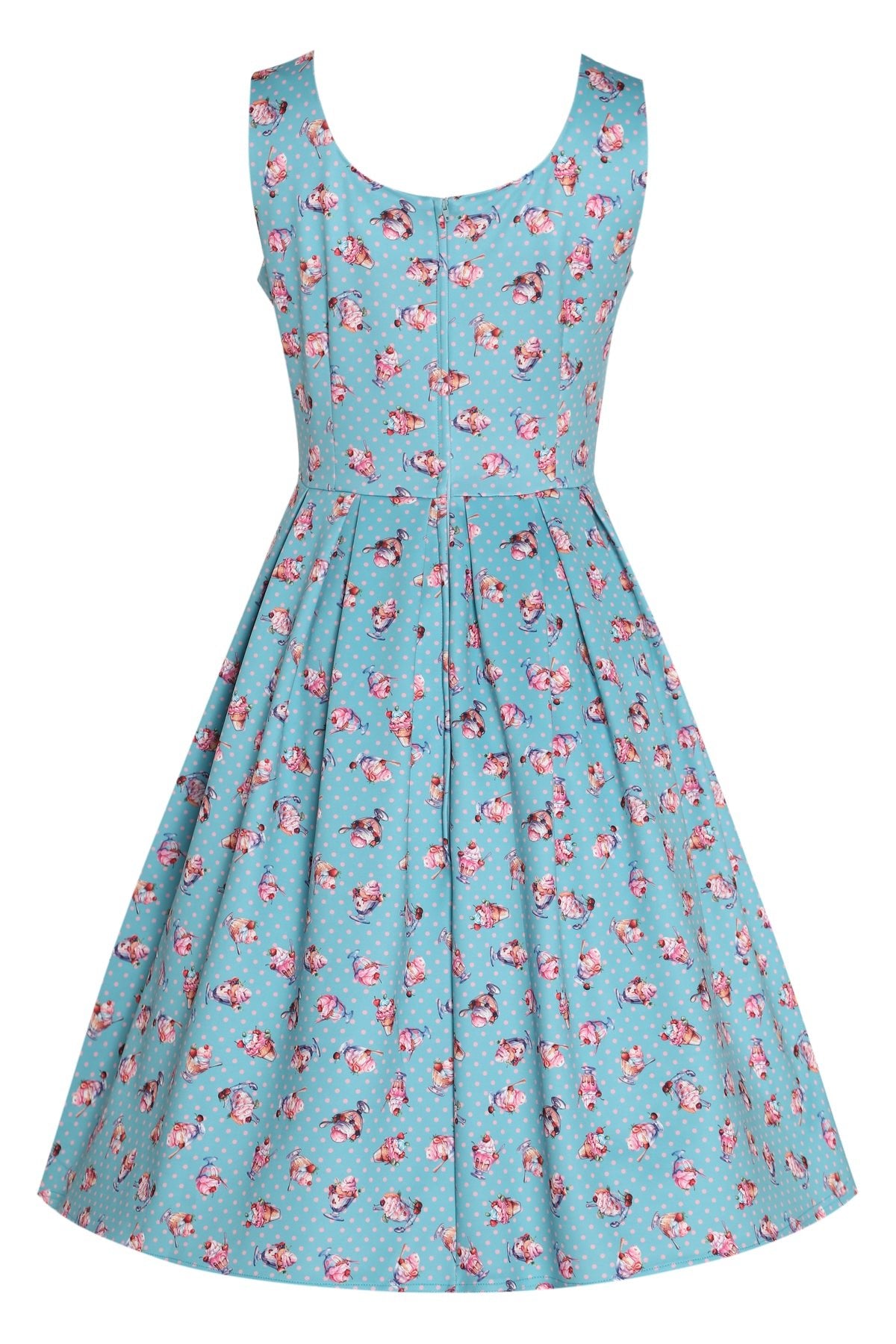 Back view of Sundae Blue Flared Dress