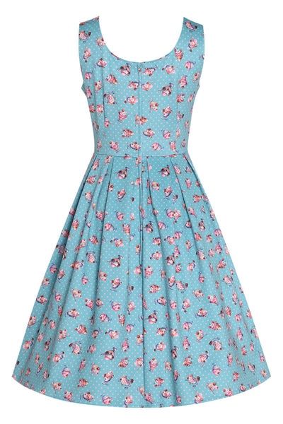 Back view of Sundae Blue Flared Dress