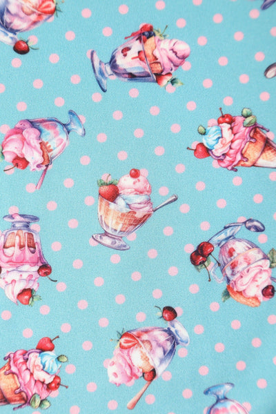 Close up view of Sundae Blue Flared Dress