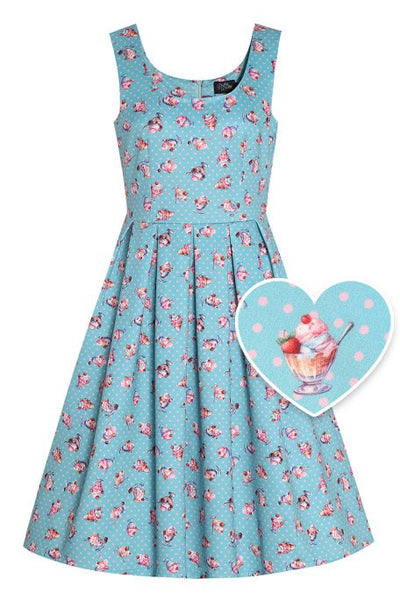 Front view of Sundae Blue Flared Dress