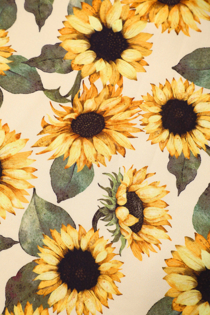 Summer Sunflower Flared Dress With Pockets