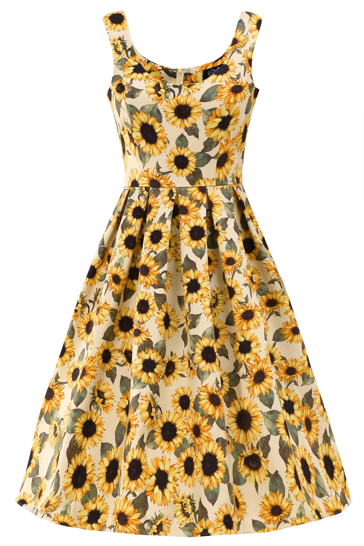 Front view of Amanda Sunflower Flared Dress