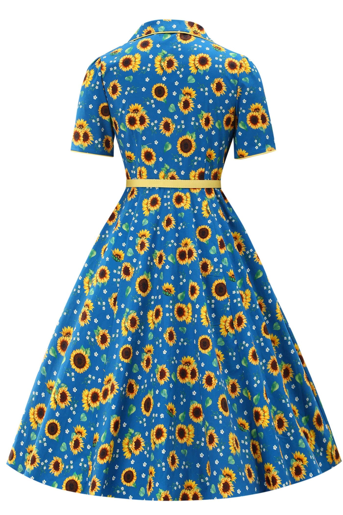 Back view of Sunflower Midi Shirt Dress In Blue