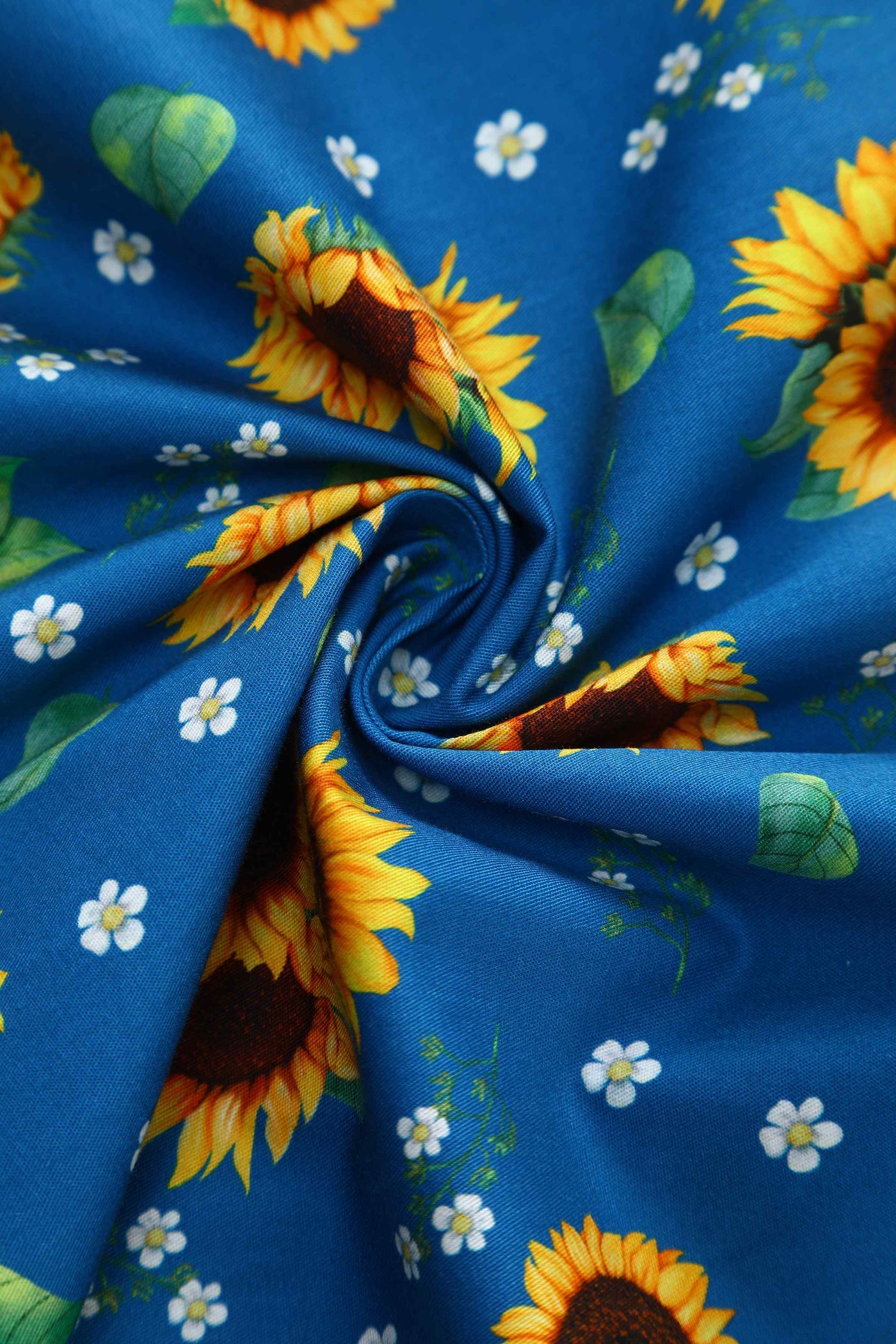 Close up view of Sunflower Midi Shirt Dress In Blue