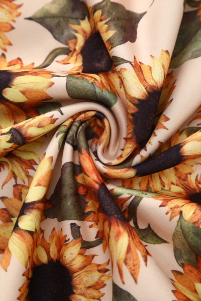 Close up view of Lily Sunflower Off Shoulder Dress
