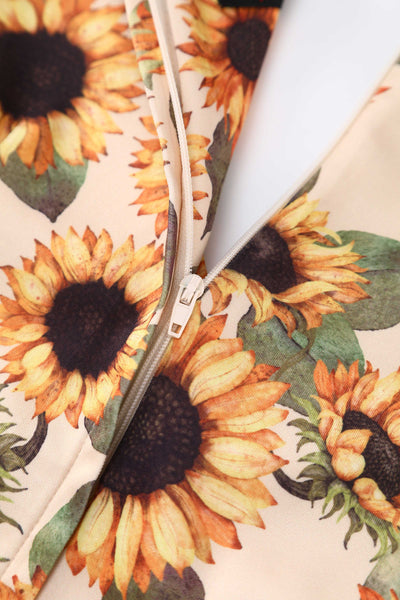 Close up view of Lily Sunflower Off Shoulder Dress