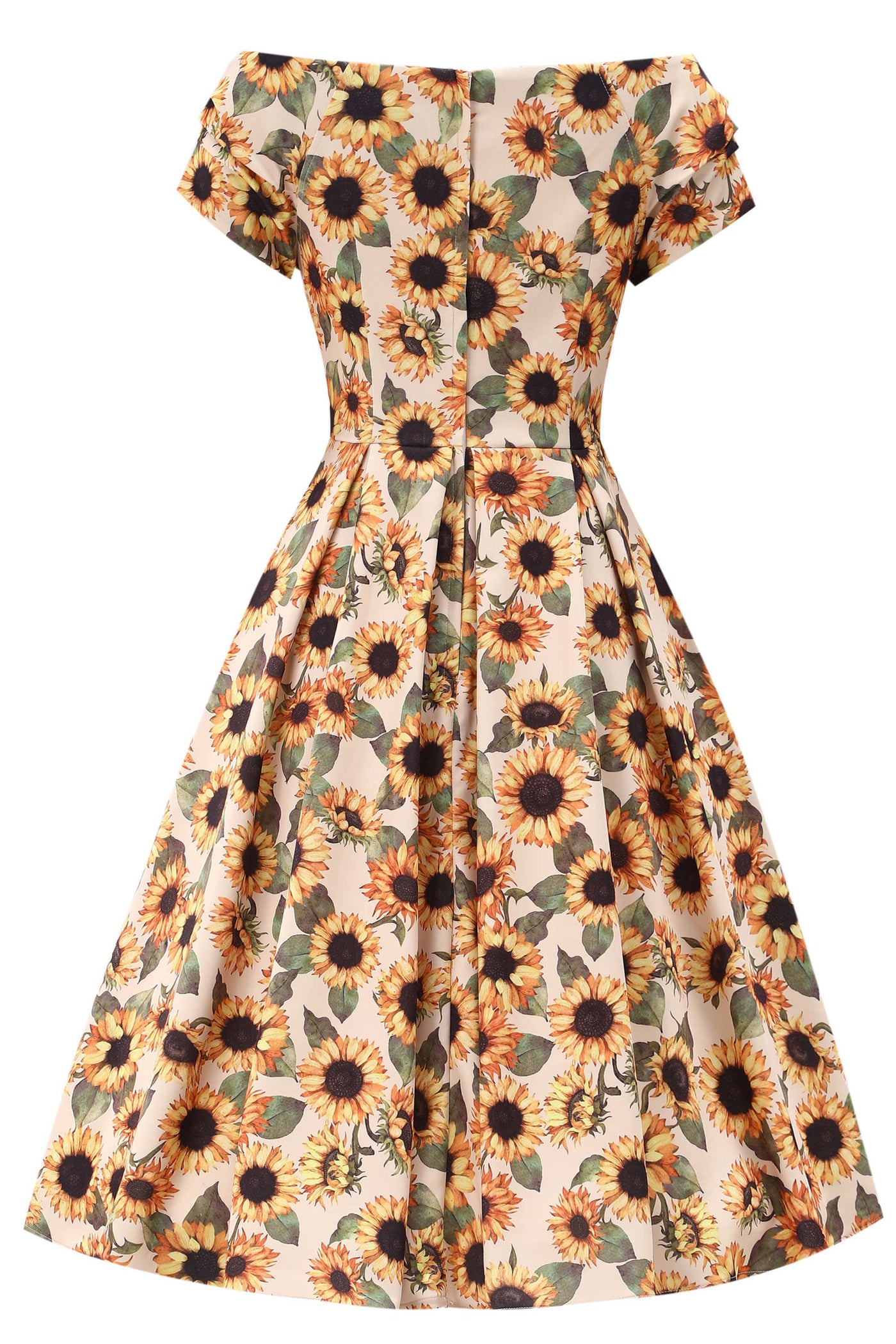 Back view of Lily Sunflower Off Shoulder Dress