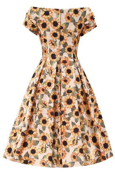 Back view of Lily Sunflower Off Shoulder Dress