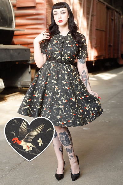 A model wearing Swallow Floral Shirt Dress