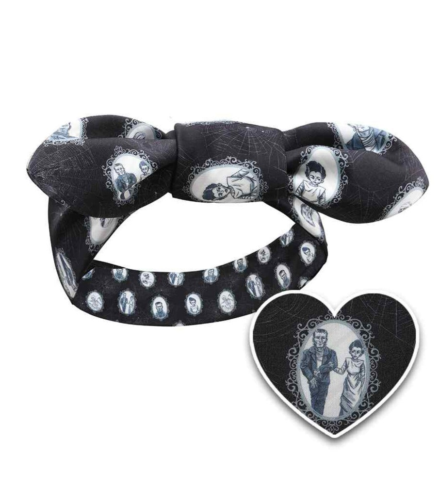 Tie Knot Headband in Black Frankenstein Print