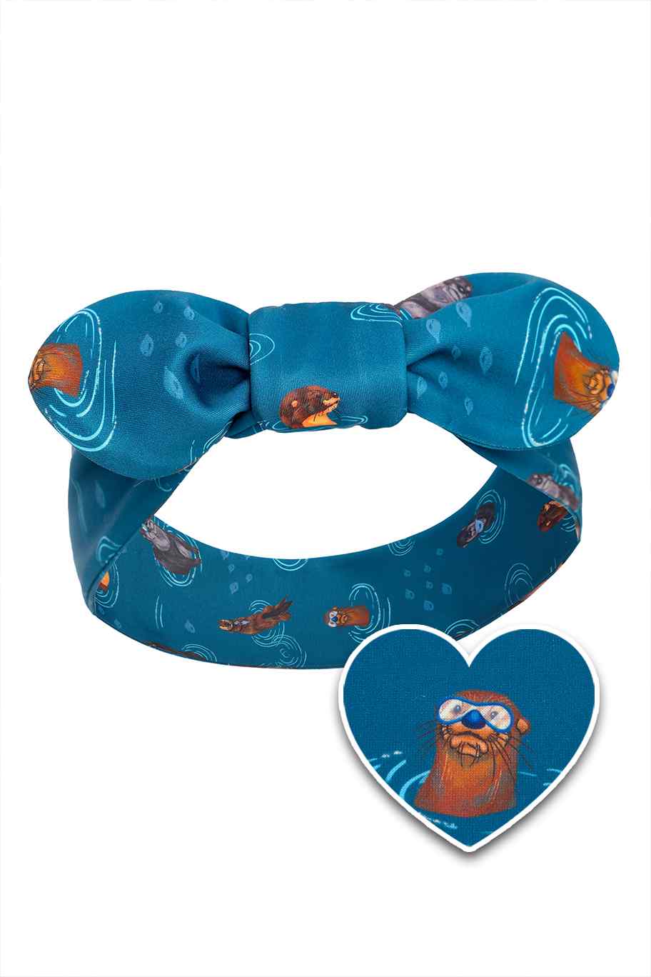 Tie Knot Headband in Blue Otter Print