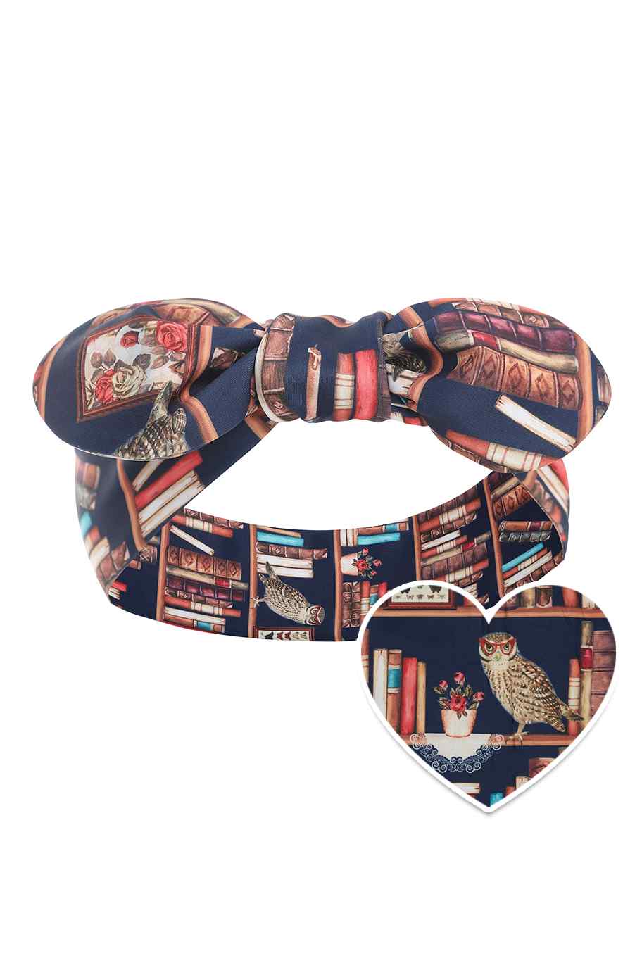 Tie Knot Headband in Library Book Print with cutout