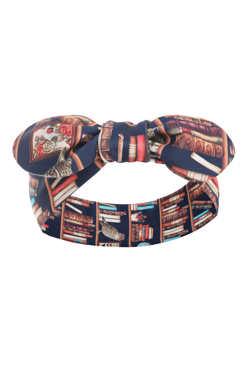 Tie Knot Headband in Library Book Print