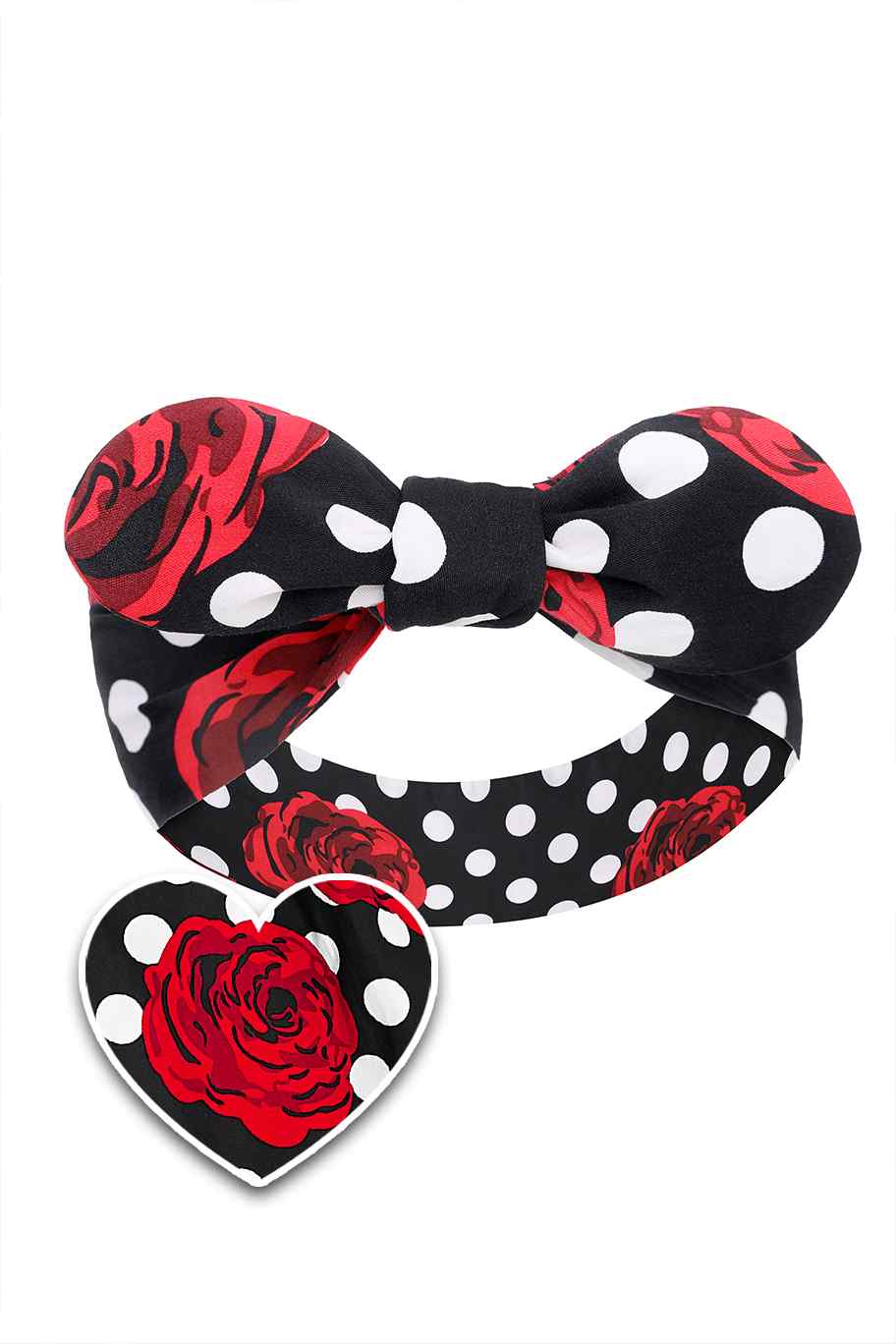 Tie Knot Headband In Rose and Polka Dot Print