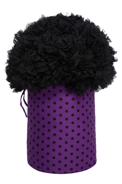 String Tie Purple Petticoat Bag With Black Polka Dots