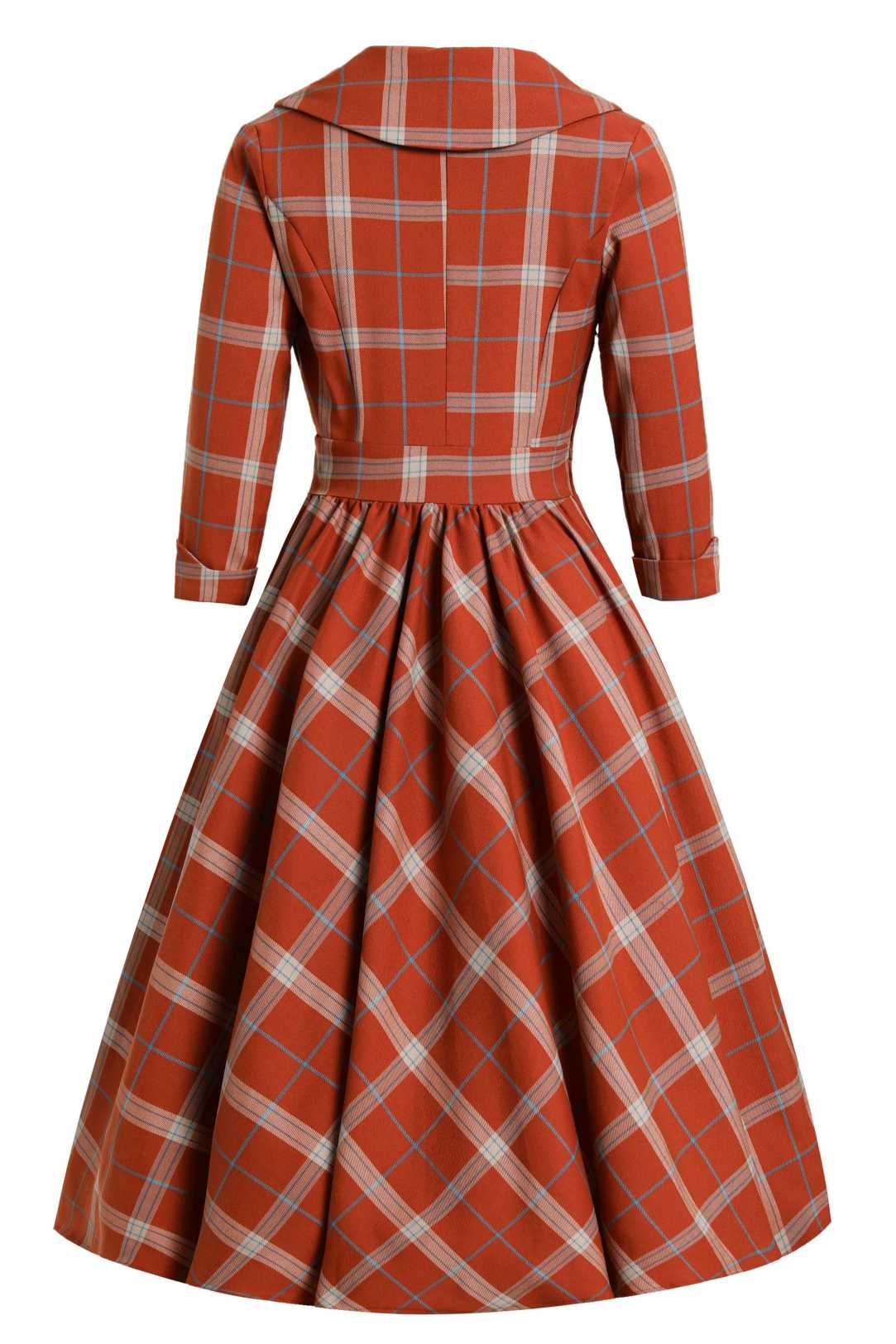 Back view of Tiffany Cayenne Tartan Coat Dress