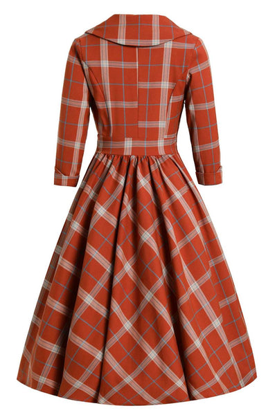 Back view of Tiffany Cayenne Tartan Coat Dress