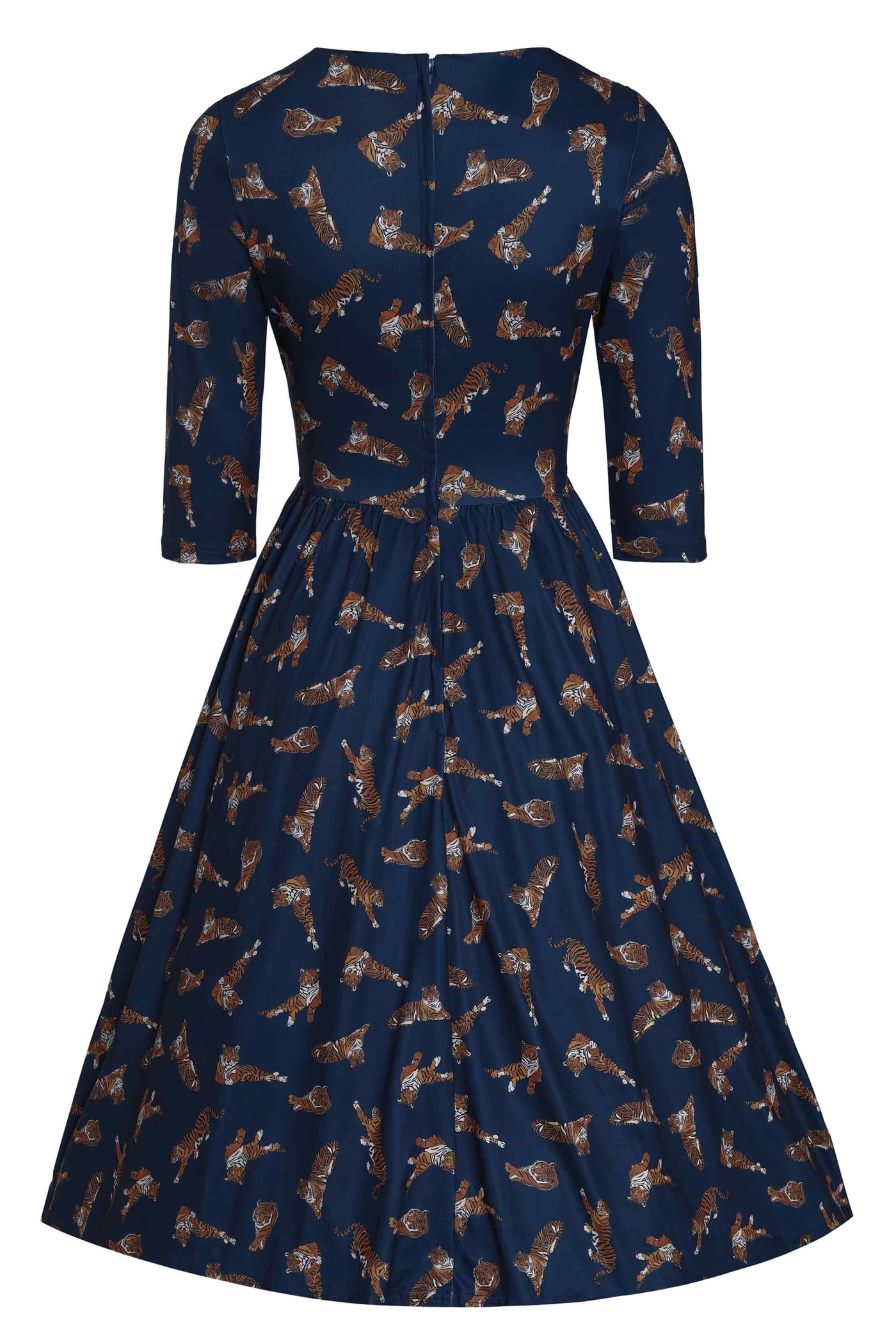 Tiger Print Dress in Navy Blue
