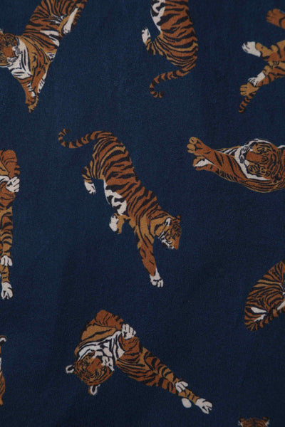 Tiger Print Dress in Navy Blue