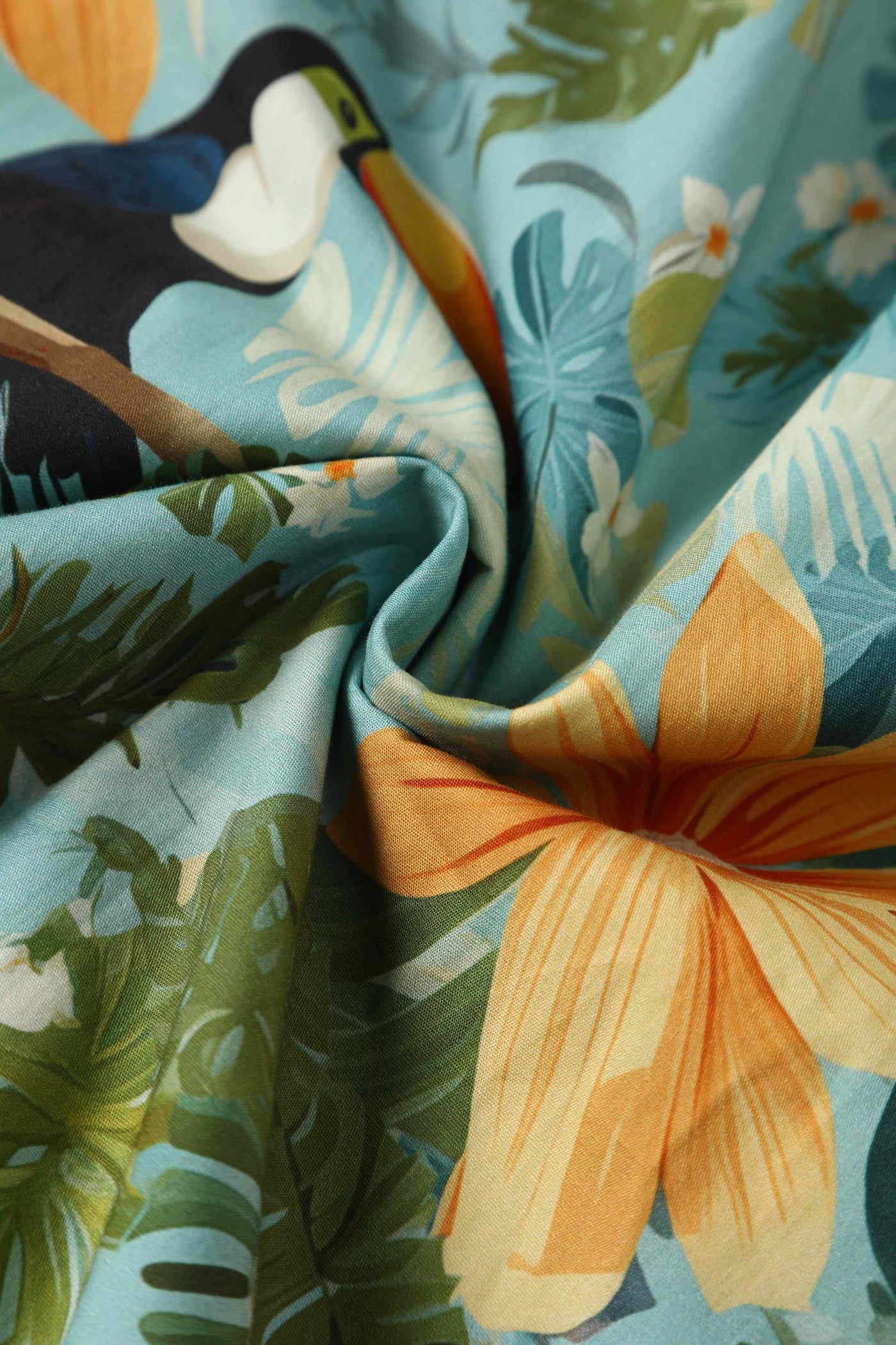 Close up view of Tiki Tropical Shirt Dress