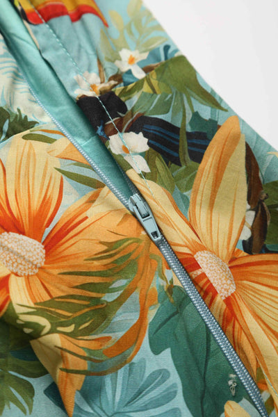 Close up view of Tiki Tropical Shirt Dress