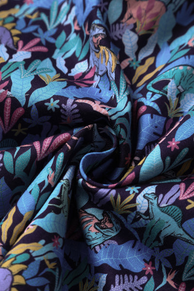 Close up view of Dinosaur Shirt Dress in Navy Blue
