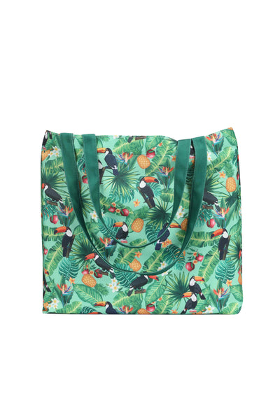 Tropical Toucan Print Beach Tote Bag