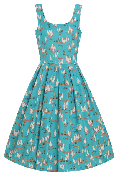 Amanda Turquoise Meerkat Swing Dress