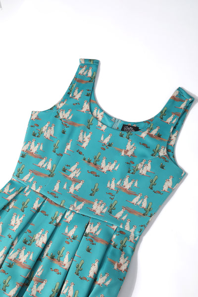 Turquoise Meerkat Swing Dress