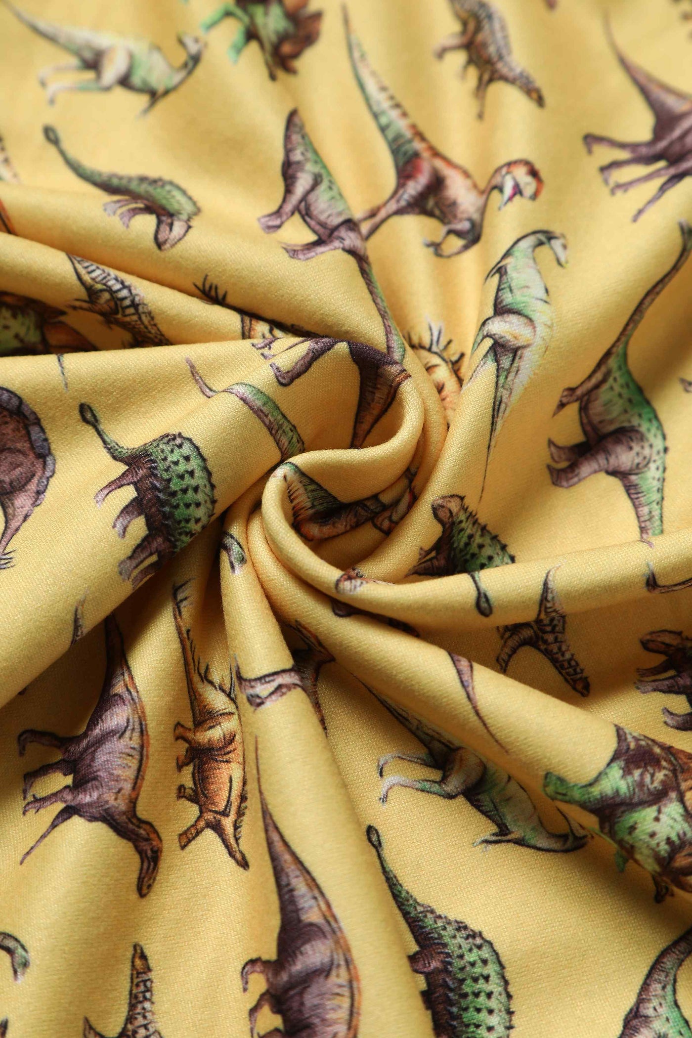 Close up View of Vintage Dinosaur Yellow Long Sleeved Dress